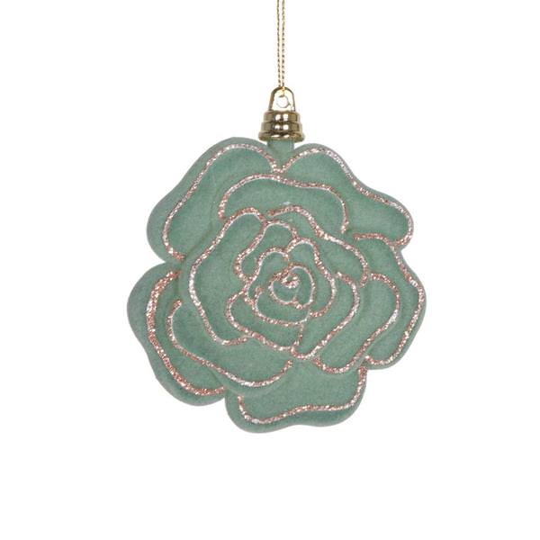 4" Light Green Flower Ornament (4 Pack)