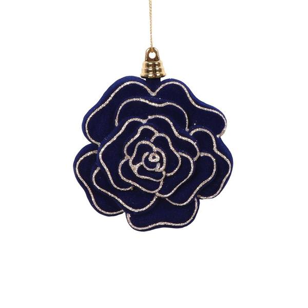 4" Midnight Blue Flower Ornament (4 Pack)