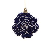Vickerman 4" Midnight Blue Flower Ornament (4 Pack)