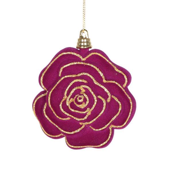 4" Dark Purple Flower Ornament (4 Pack)