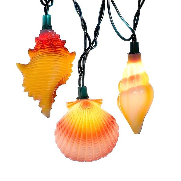 10 Light Green Wire Conch and Shells String Set