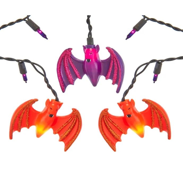 25 Light 7' UL Multicolor Dangling Bats Icicle Light Set