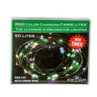 Kurt S. Adler 50 Light 16.3' Battery Operated Color Changing RGB Green Wire Fairy Light Set 