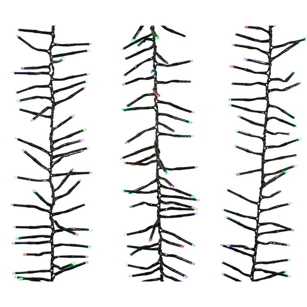 16' 480 Light RGB Green Wire Multi-Color Multifunction Cluster Garland Lights