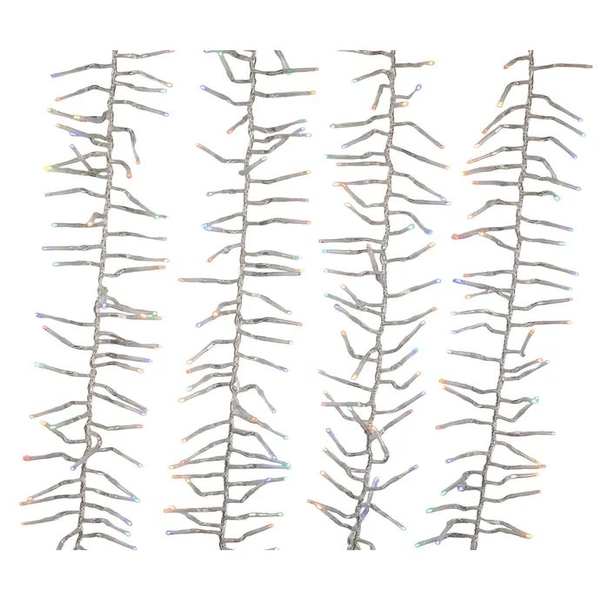 16' 480 Light Clear Wire Multi-Color Multifunction Cluster Garland Lights