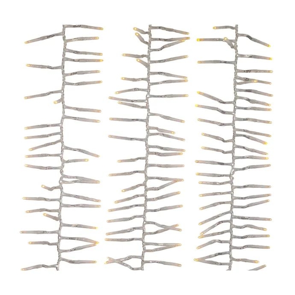 33' 1000 Light Clear Wire Warm White Multifunction Cluster Garland Lights
