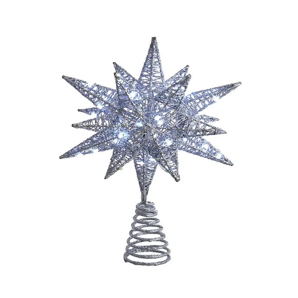 11" 60 Light Warm White Silver Superbright Starburst Tree Topper