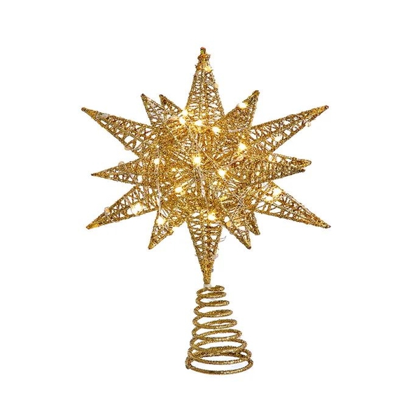 11" 60 Light Warm White Gold Superbright Starburst Tree Topper