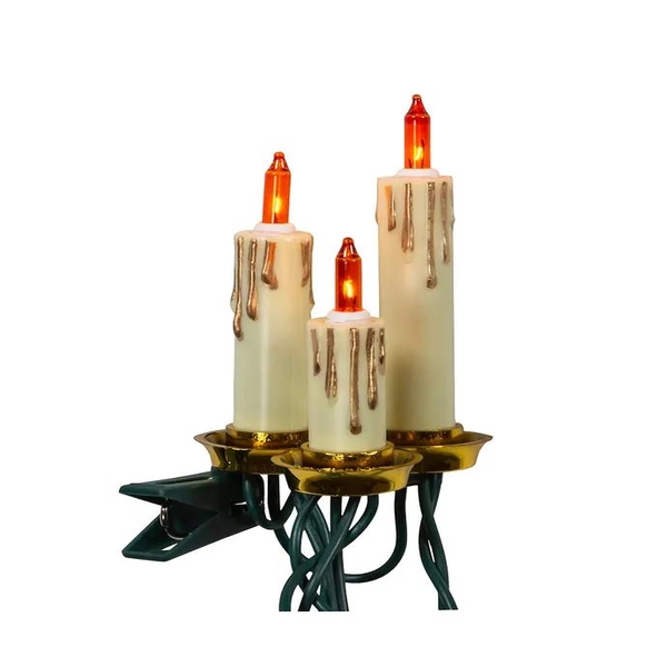 28' 15 Light UL White Triple Candle Extended Light Set