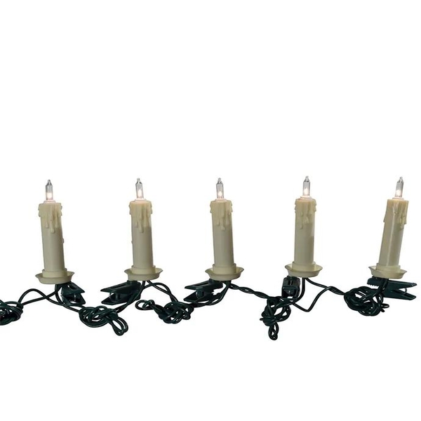 18' 10 Light Incandescent White Clip-On Extended Light Set