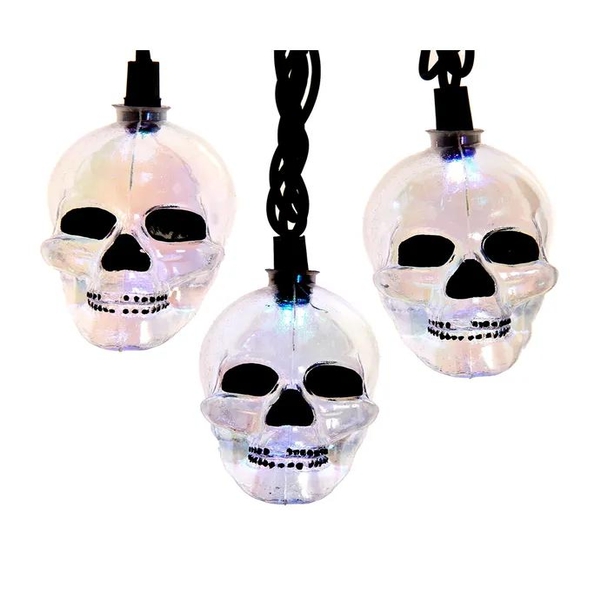 10 Light 12' UL RGB LED Glitter Skull Light Set