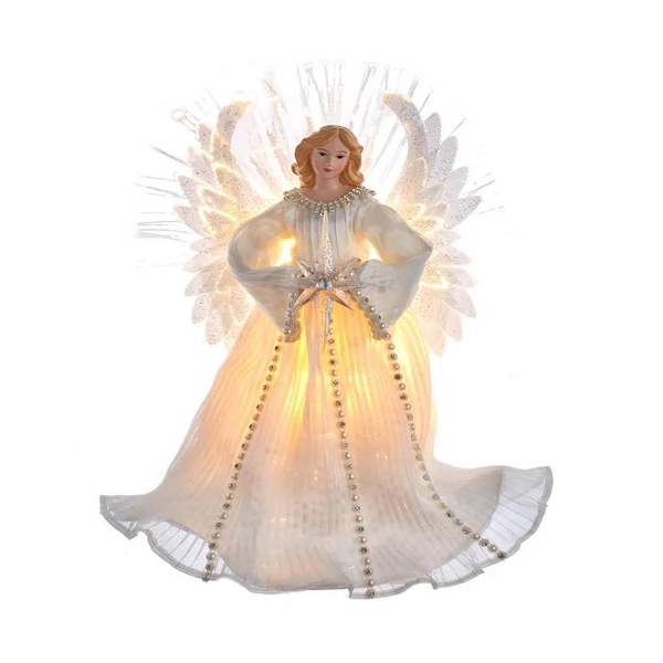 7 Light 16" Multicolor Fiber-Optic Angel Tree Topper