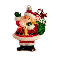 Kurt S. Adler 5" Glass Illuminated Gems USB Warm White LED Santa With Gift Bag Ornament