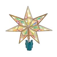 Kurt S. Adler 11.5" 21L 7-Point Warm White LED Iridescent Star Tree Topper 