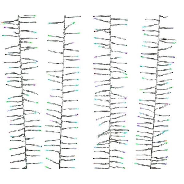 16' 480 Light RGB Clear Wire Multi-Color Multifunction Cluster Garland Lights