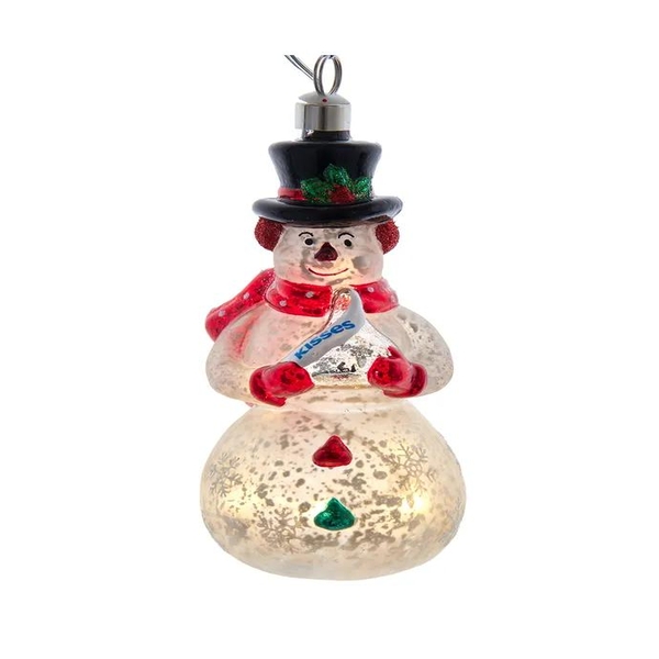 5" Hershey's™ Warm White Illuminated Gems Pre-Lit USB Snowman Glass Ornament