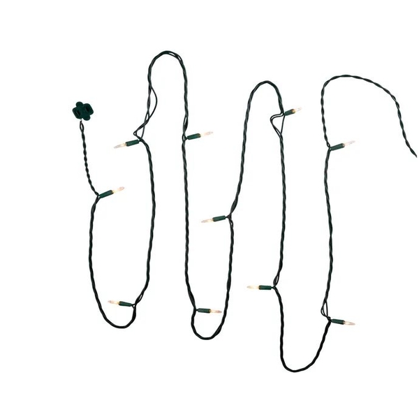 9' 10 Light UL Clear Light Green Wire Light Set In Polybag