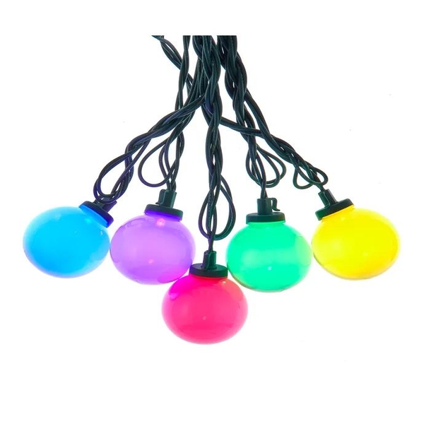 10 Light 9' UL Multicolor LED Opaque G50 Light Set With Green Wire