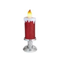 Kurt S. Adler 13.75" Battery Operated Red Glittered Warm White LED Flicker Flame Candle 