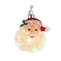 Kurt S. Adler 4" Glass Illuminated Gems USB Warm White LED Fairy Light Santa Head Ornament