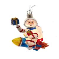 Kurt S. Adler 4.75" Glass Illuminated Gems USB Warm White LED Fairy Light Astronaut Santa Ornament