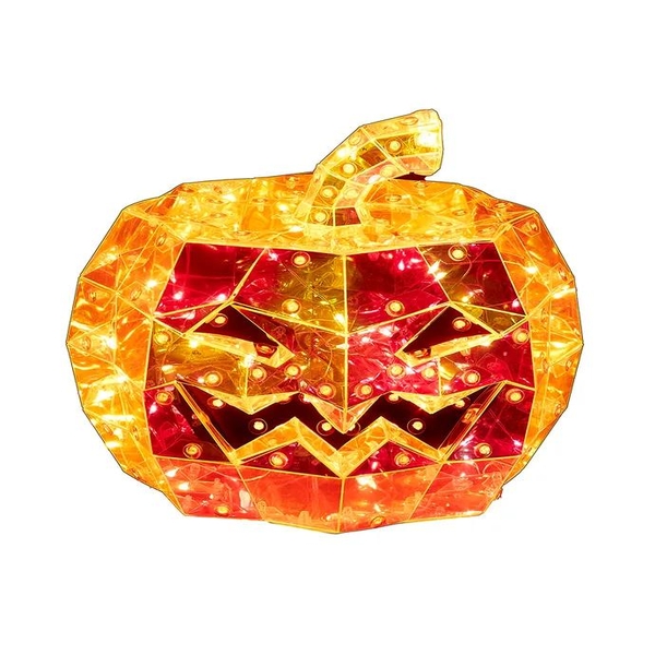 100 Light 6.5" Orange Lighted Magical Iridescence Holographic Jack-O-Lantern