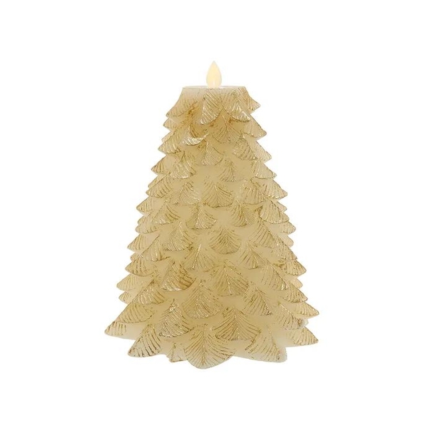 9" 8 Light Battery Operated Warm White LED Gold Flicker Flame Christmas Tree Candle 