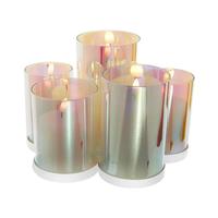 Kurt S. Adler 4.5 x 6.9" Battery Operated Warm White LED Flicker Flame Iridescent Glass Candles (5 Pack)