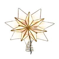 Kurt S. Adler 10 Light 9.45" UL 7-Point Gold Glittered Capiz Star Tree Topper