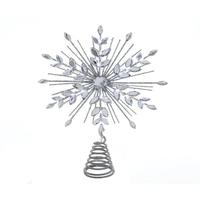 Kurt S. Adler 11.75" 18L Lighted Silver Glittered Snowflake Treetop