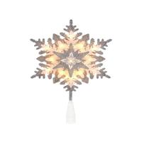 Kurt S. Adler 20 Light 13.75" Lighted Silver & White Glittered Snowflake Tree Topper