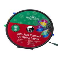 Kurt S. Adler 100 Light 66' Multicolor LED Faceted C9 String Lights On Spool