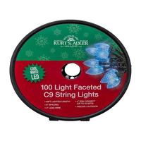 Kurt S. Adler 100 Light 66' Cool White LED Faceted C9 String Lights On Spool