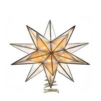 Kurt S. Adler 10 Light 8.25" UL LED 15-Point Gold Sputnik Capiz Tree Topper