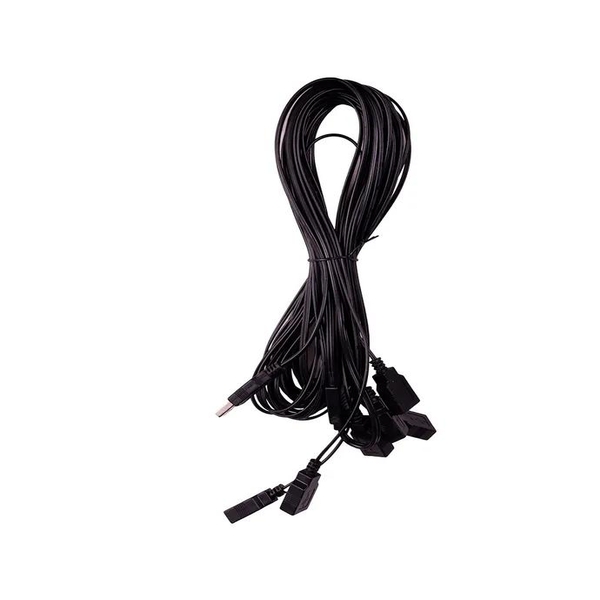 6' USB Power Extension Cord+™ With Black Wire and 6 Ports