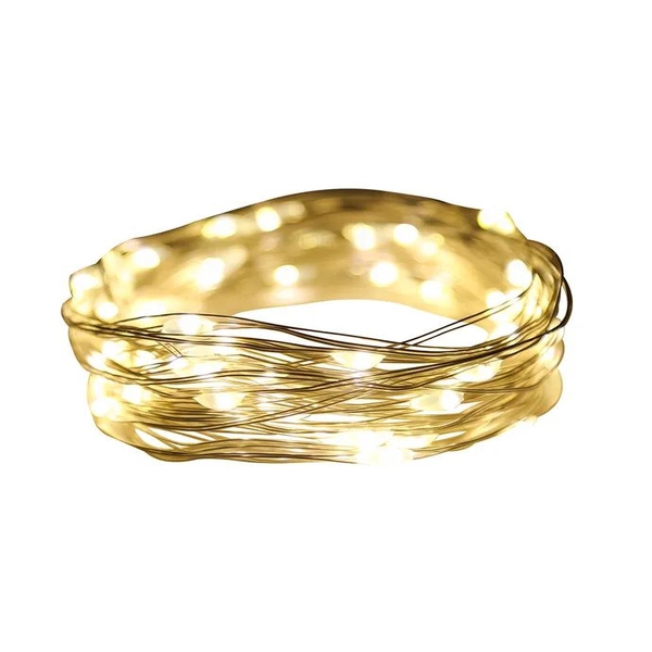 16.4' Battery 50 Light Operated Multifunction Warm White Fairy LED Silver Wire Light Set with Remote