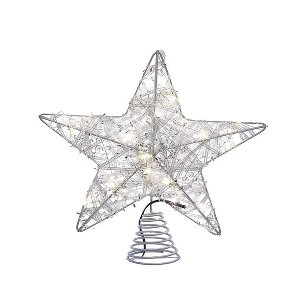10.5" 30 Light Warm White LED Fairy Light 5-Point Star Tree Topper