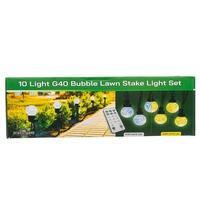 Kurt S. Adler 14' 40 Light 10-Piece Pure White & Warm White Jumbo LED Bubble G40 String Yard Stakes