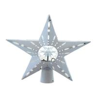 Kurt S. Adler 12.2" Pre-Lit RGB White Iridescent LED Star Treetop With Rotating Ornament Treetop