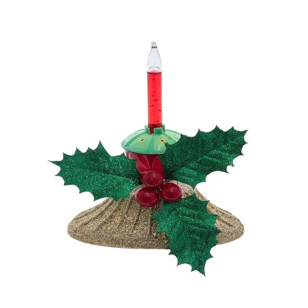 6.9" Tripple Holly Berry Bubble Light Candelabra