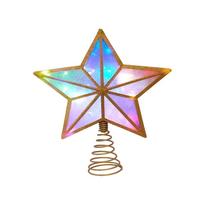 Kurt S. Adler 11.5" 20 Light UL Multicolor LED Fairy Twinkle Gold Glitter Star Tree Topper