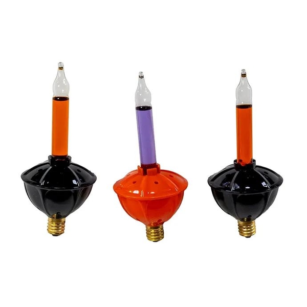 Halloween Black & Orange Bubble Light Replacement Bulbs (3 pack)