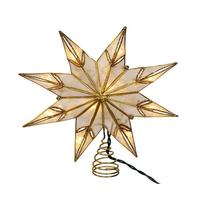 Kurt S. Adler 10 Light 14" UL Gold Glitter Finish Capiz Star Tree Topper