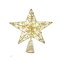 Kurt S. Adler 11.8" Battery Operated Warm White LED Gold Beaded Metal Star Treetop