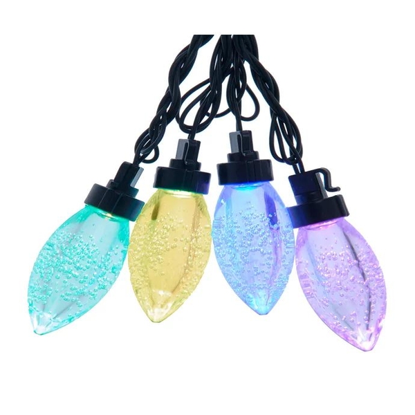 20 Light 10-Piece Multicolor & Warm White LED Bubble C9 String Yard Stakes