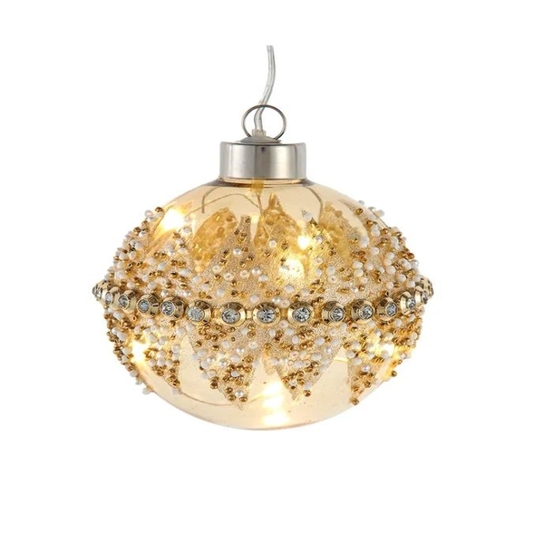 3.5" 90MM Glass Illuminated Gems USB Warm White LED Fairy Light Ball Ornament