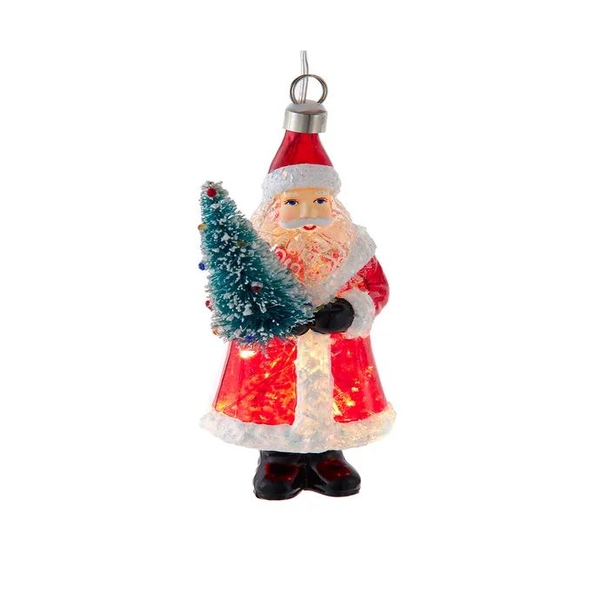 5.5" Glass Illuminated Gems USB Warm White LED Fairy Light Santa Ornament