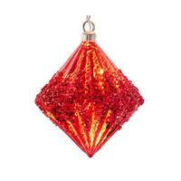 Kurt S. Adler 5" Glass Illuminated Gems USB Warm White LED Fairy Light Red Diamond Shape Ornament