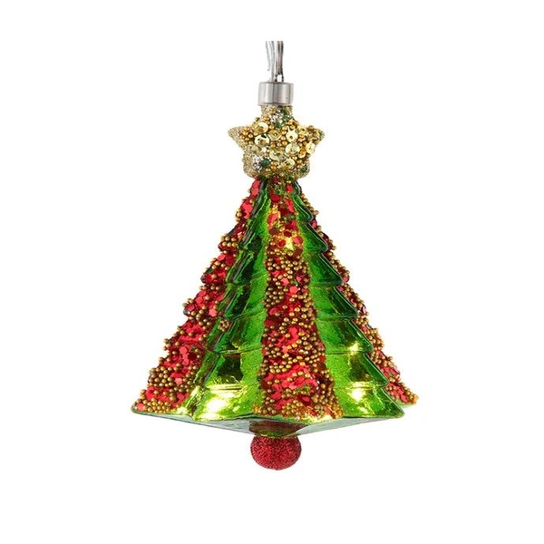 5.25" Glass Illuminated Gems USB Warm White LED Fairy Light Christmas Tree Ornament