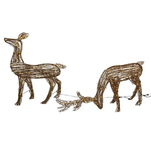 35.4" Brown Rattan Deer Lawn Décor (Set of 2)